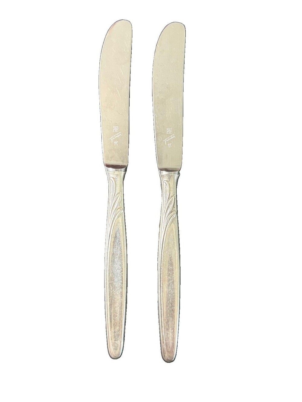 Lot of 2 WMF Rom Silverplate Modern Hollow Knives 8 7/8in Friodur Germany